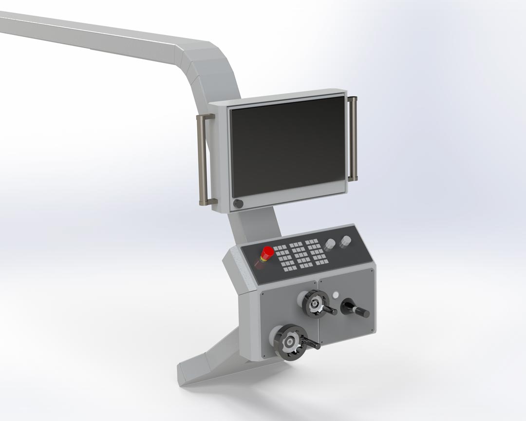 Variant A&colon; Handwheel control panel and monitor bracket attached separately
